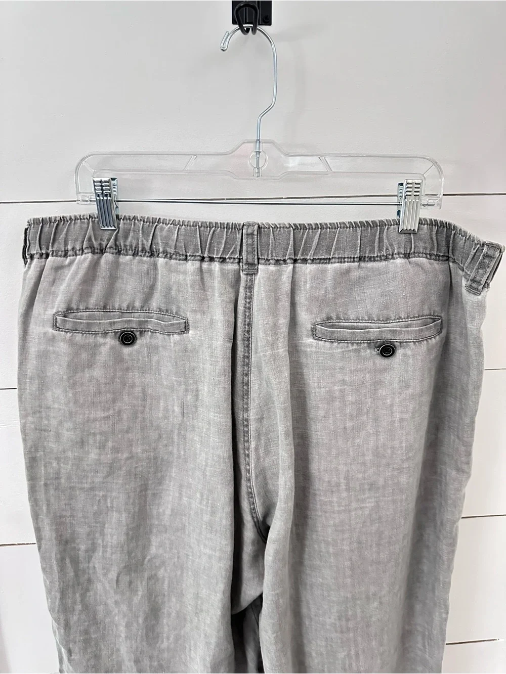 Tommy Bahama Relax XL grey 100% linen sip elastic waist loose fit coastal pant